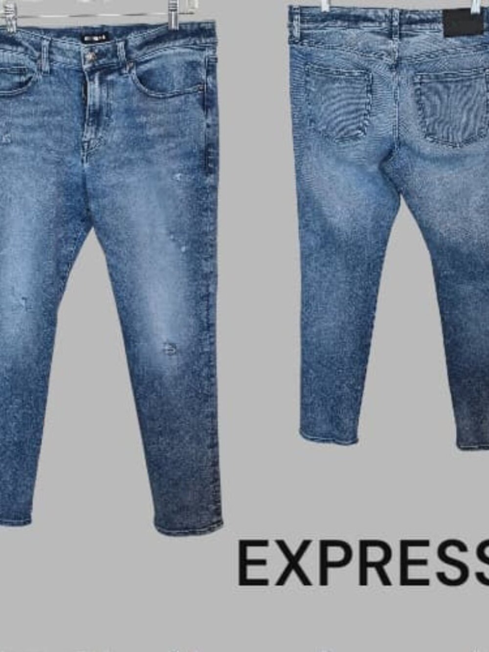 Express Slim Fit Acid Washed Denim Blue Jeans Mens 32 X32
